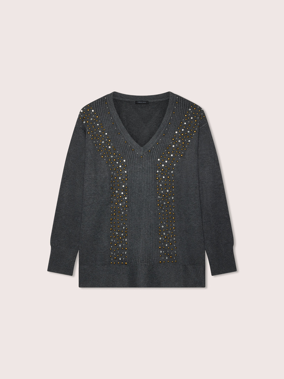 Pull avec appliqu&eacute;s bijoux