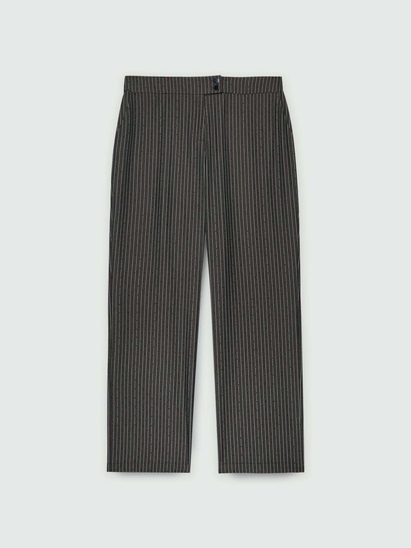 Pantaloni dritti gessati con strass image number 4