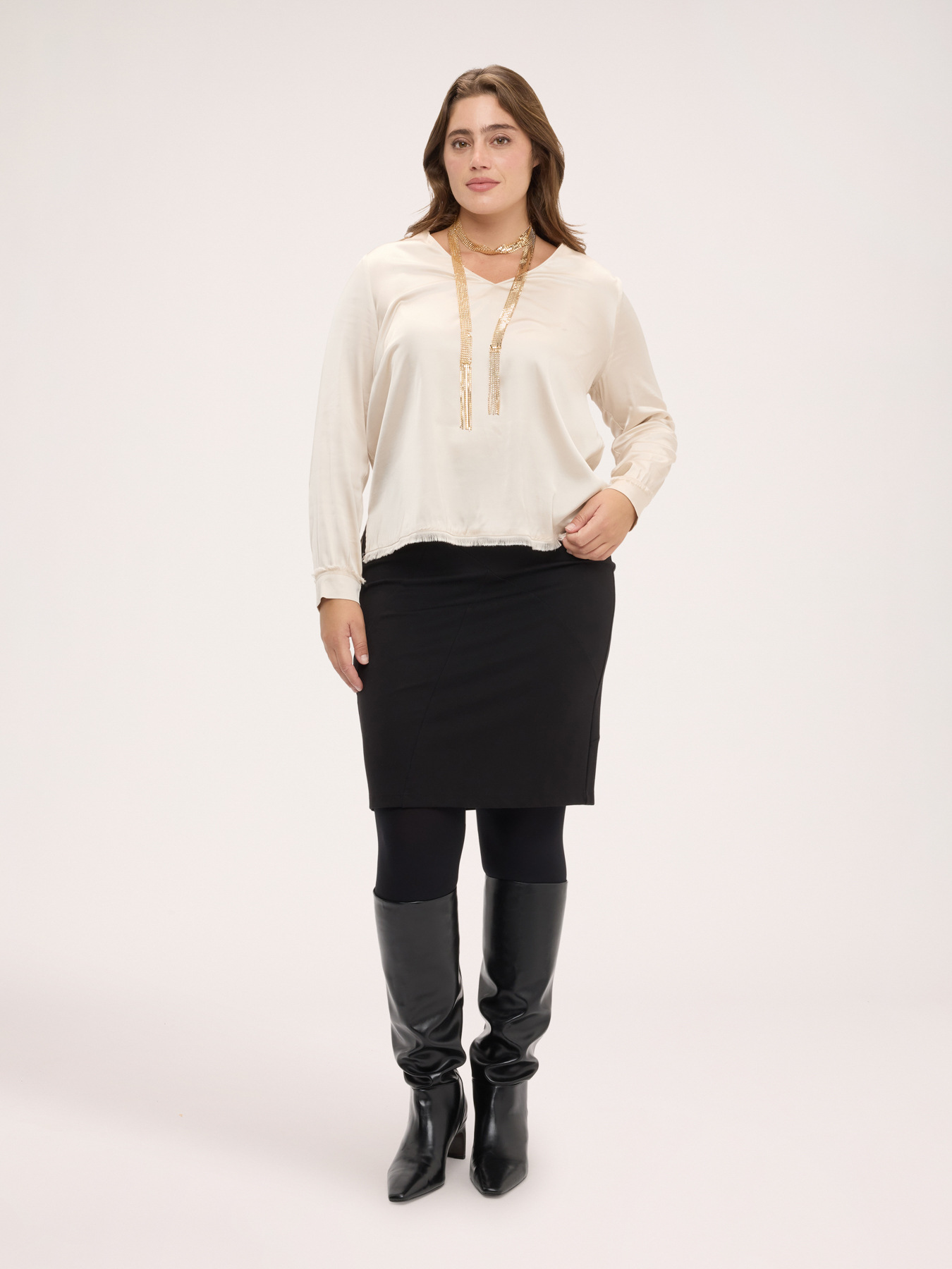 Satin blouse with fringe image number 2