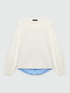 Sweater with striped fabric back image number 4