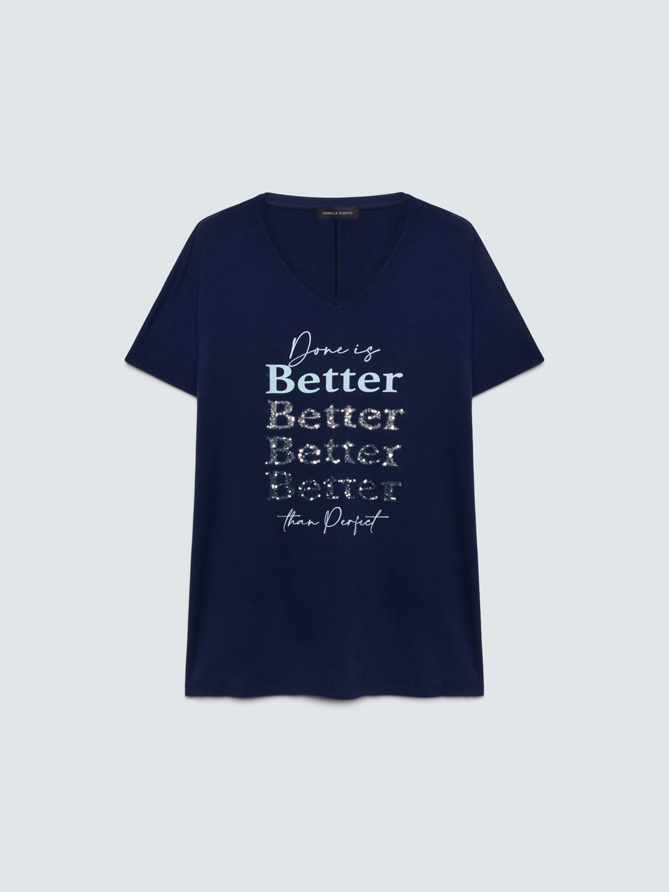 Viscose t-shirt with lettering and sequins image number 4