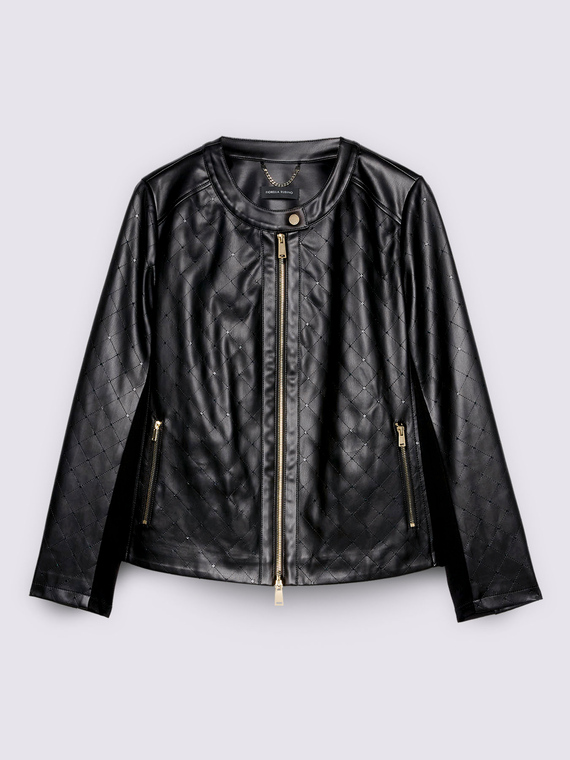 Biker jacket with light points and stretch fabric parts