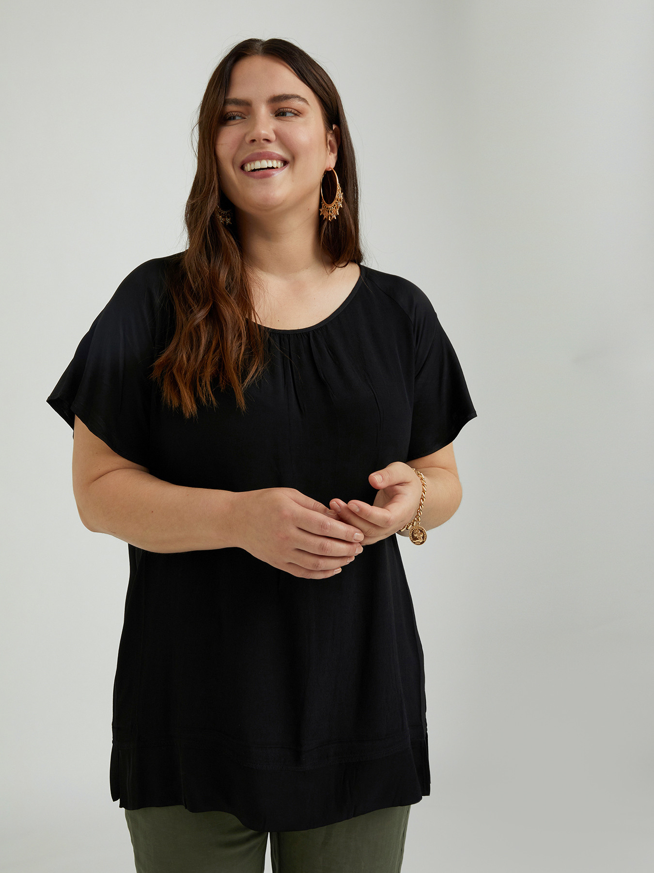 T&uacute;nica larga de color liso image number 0