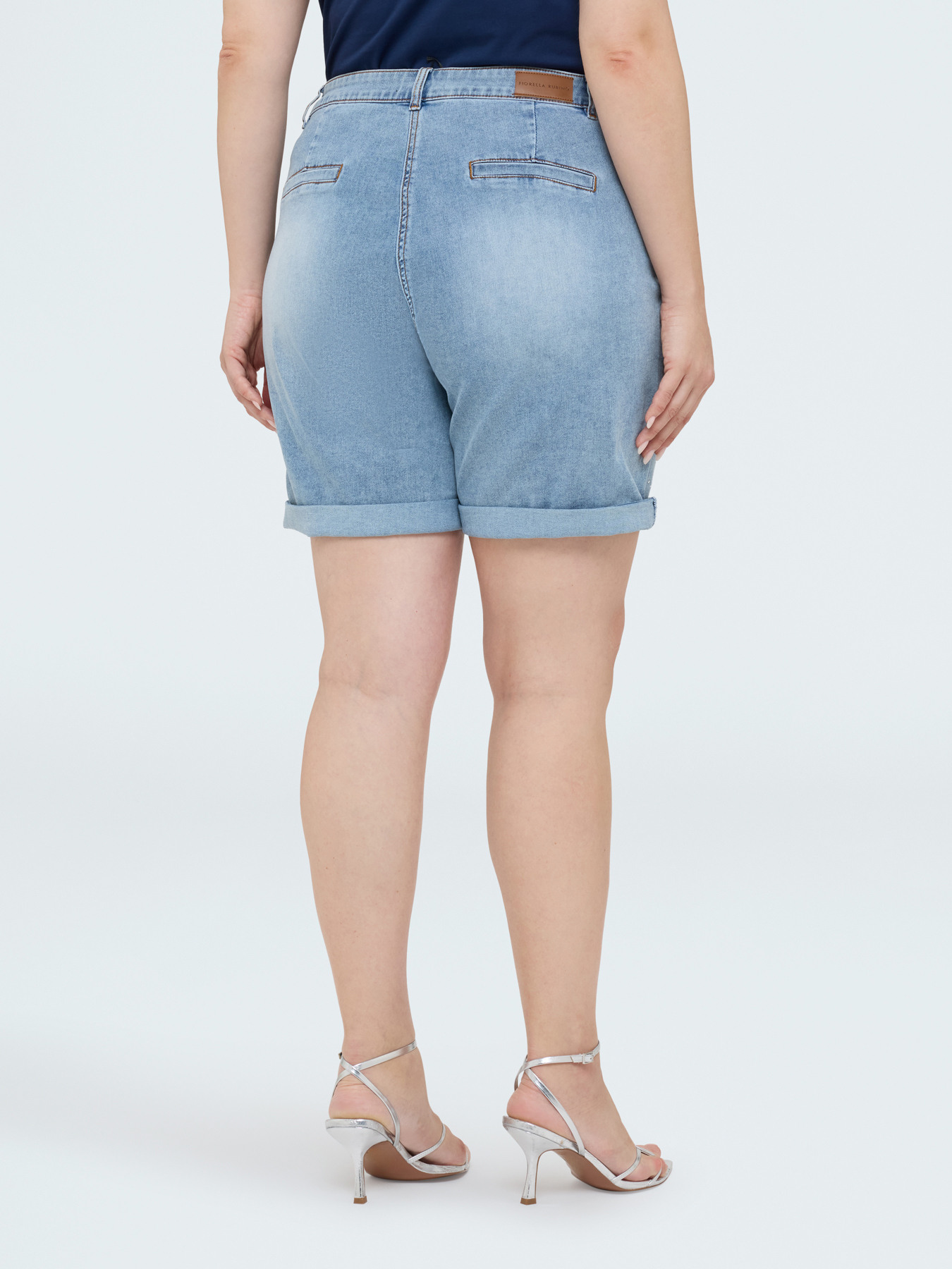 Denim shorts with rhinestone details image number 1
