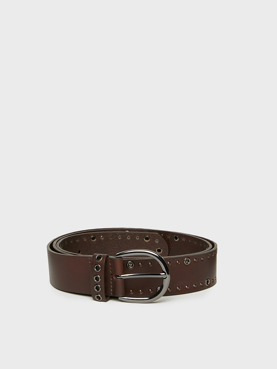 Fiorellarubino: Cintura in pelle con piccole borchie Marrone_1