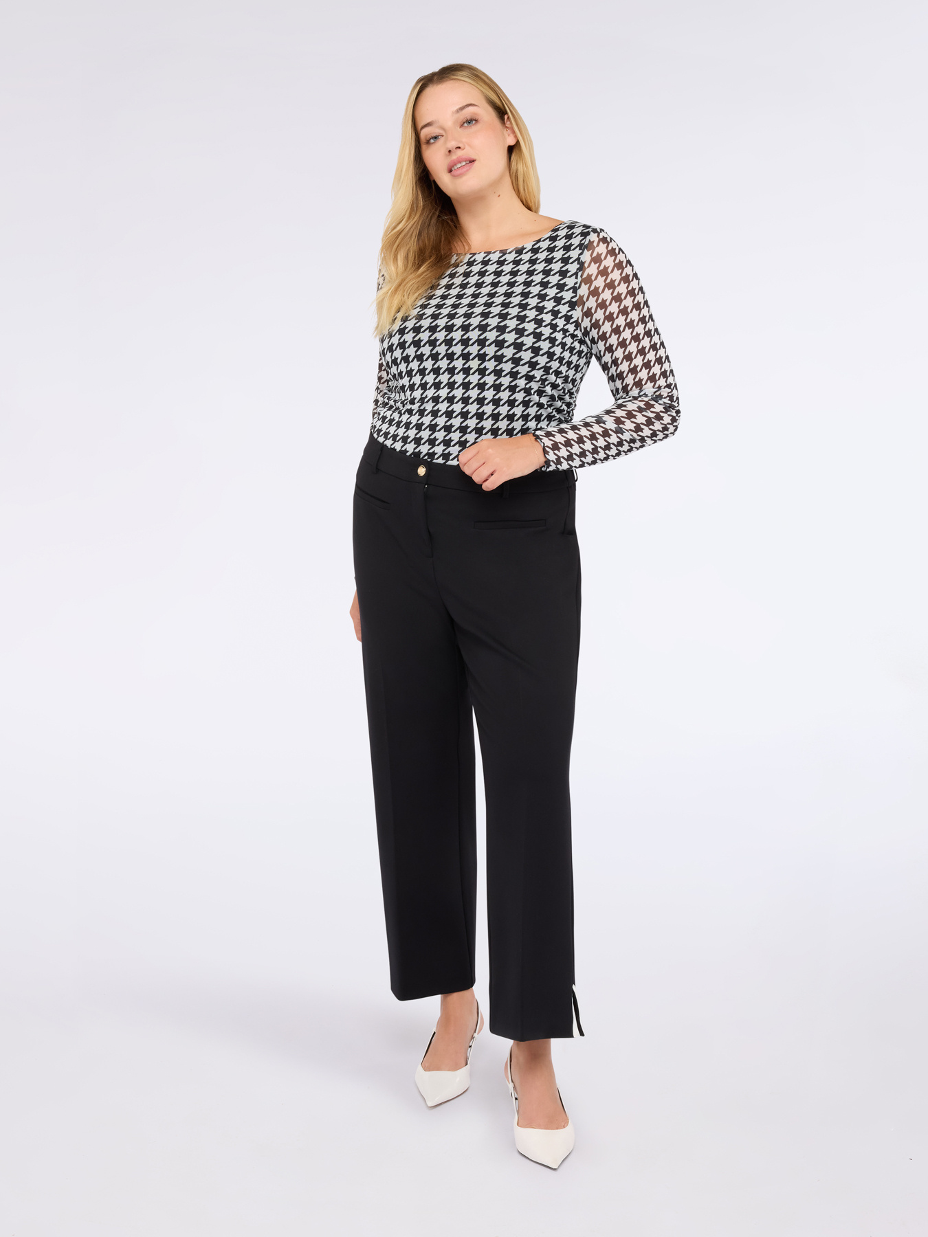 Tulle T-shirt with houndstooth pattern image number 2