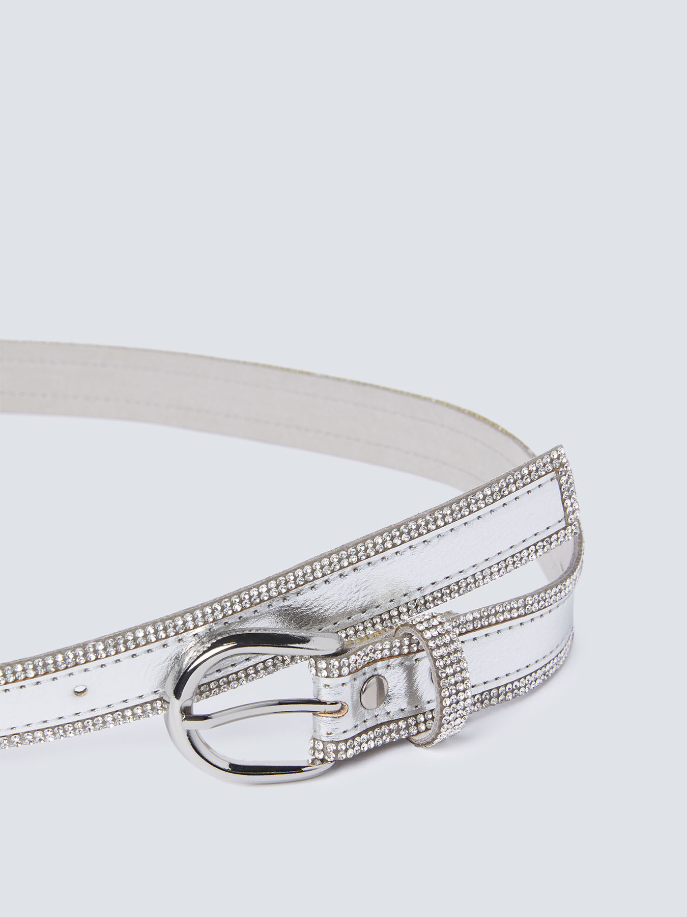 Silberner Gürtel mit Strasssteinen image number 1