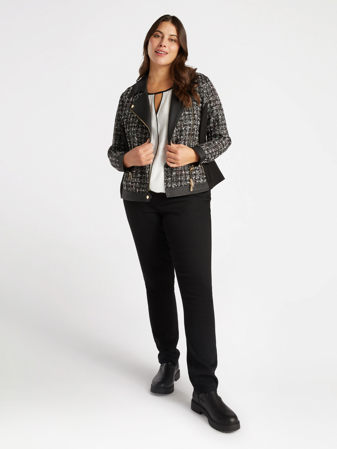 Chaqueta biker de tweed image number 3