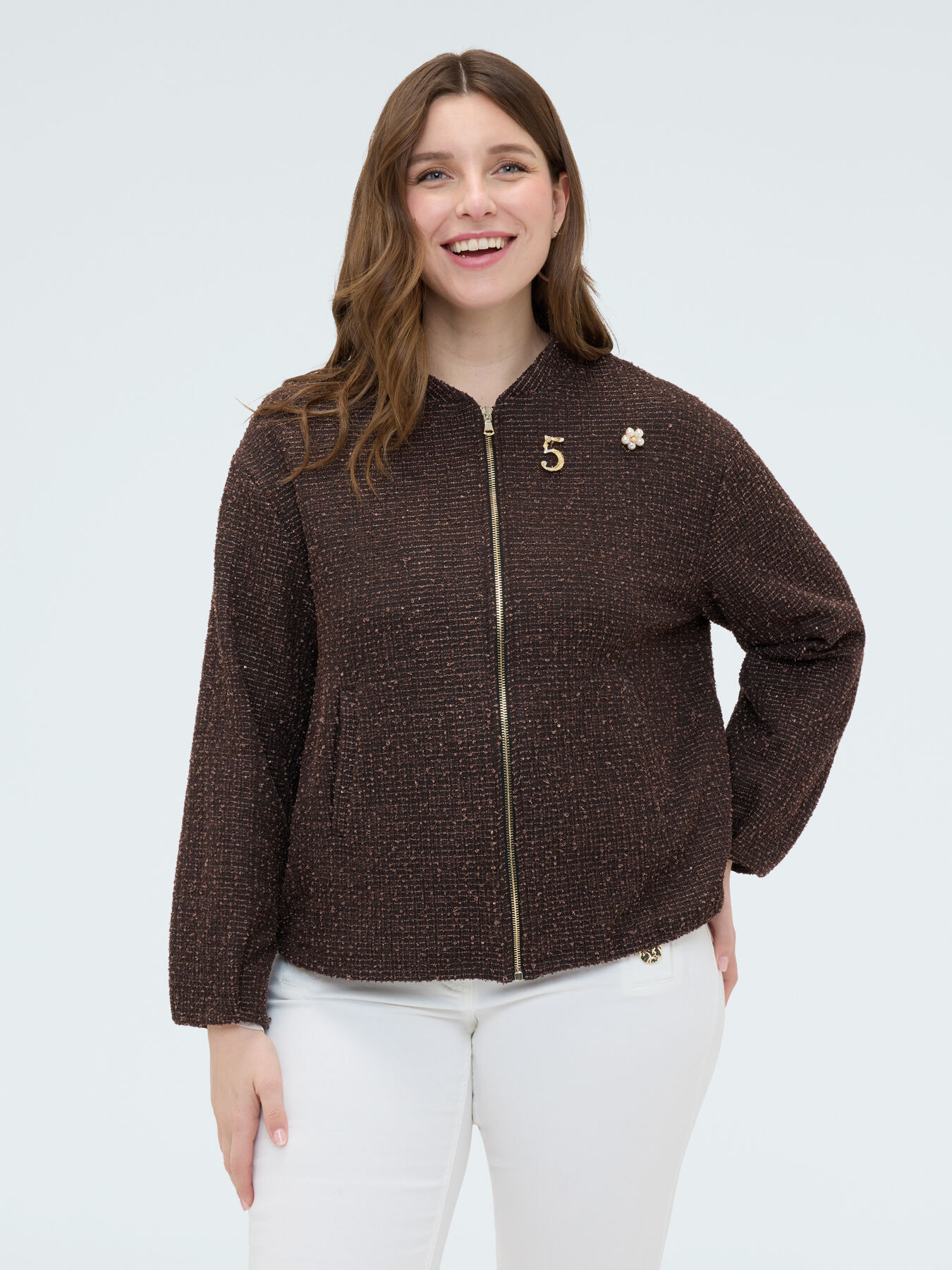 Felpa bomber con spillette image number 2