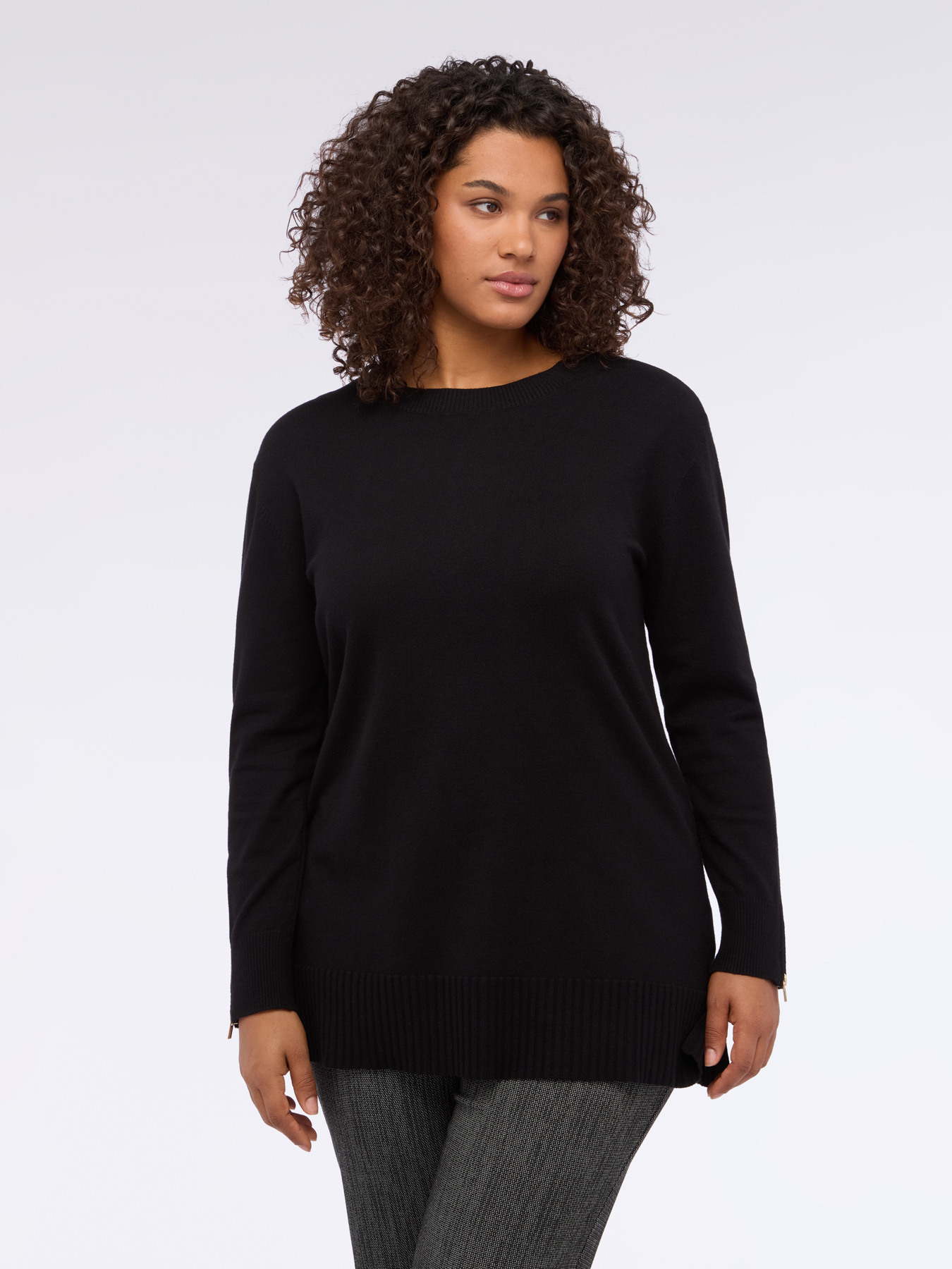 Rundhals-Pullover mit dekorativen Rei&szlig;verschl&uuml;ssen image number 2