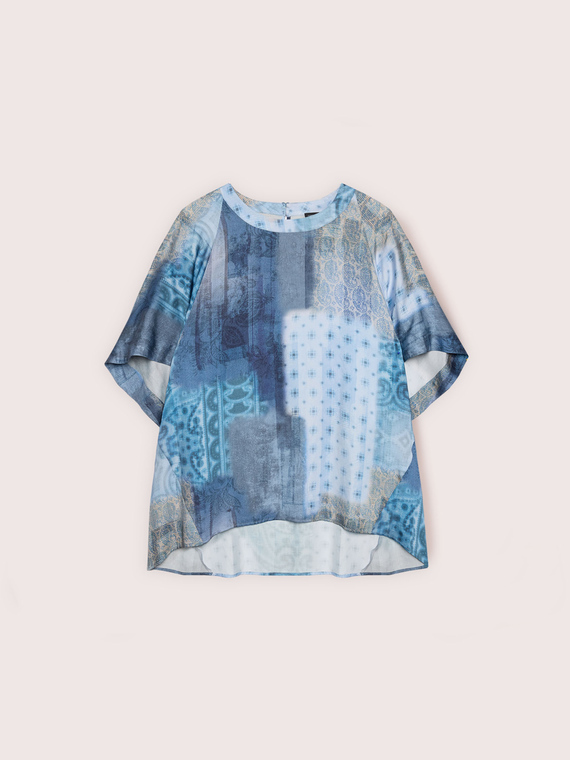 Viscose blouse with patchwork print