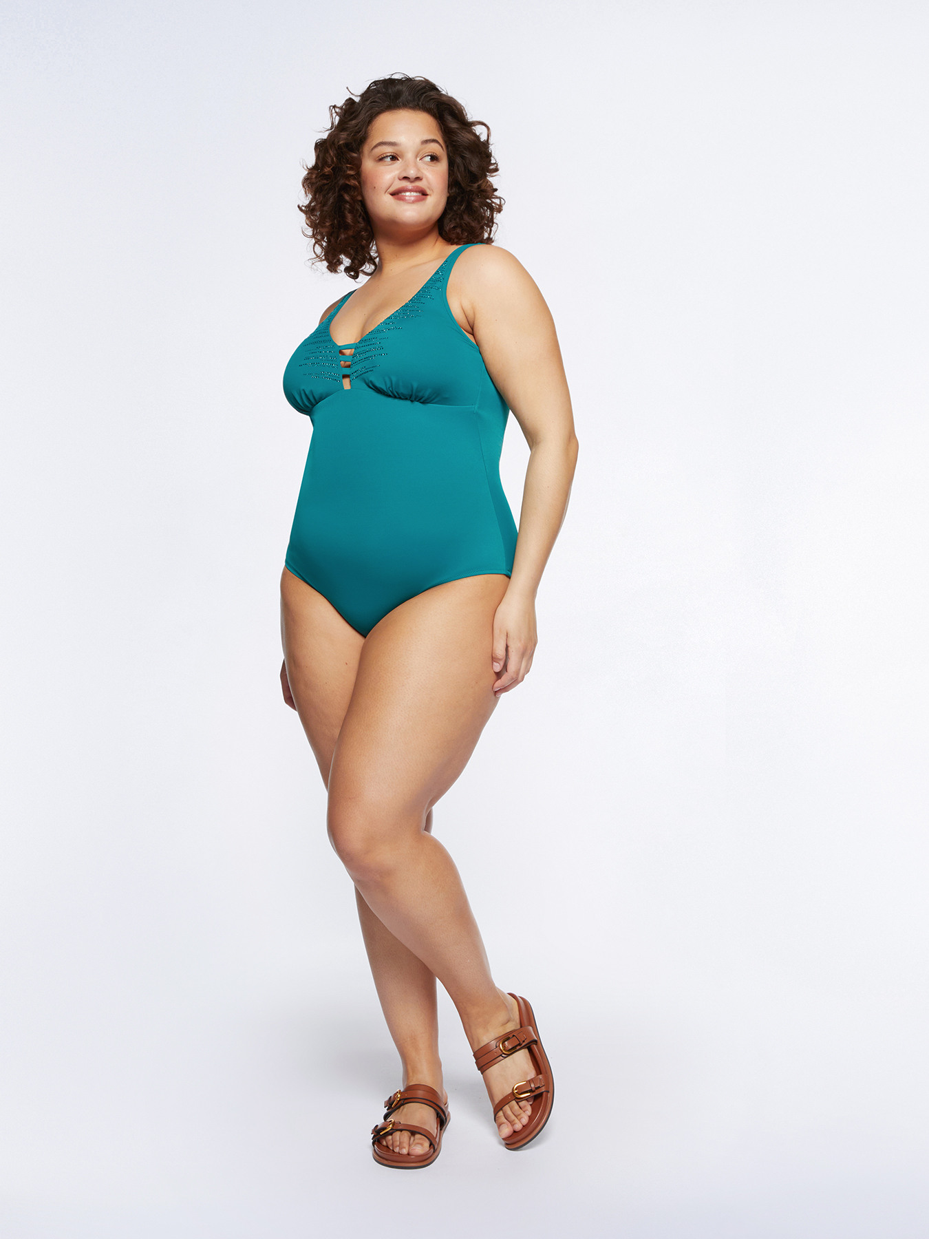 One-piece swimsuit with rhinestones image number 0