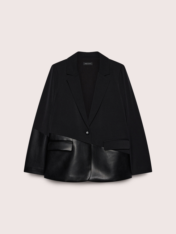 Blazer with coated fabric inserts
