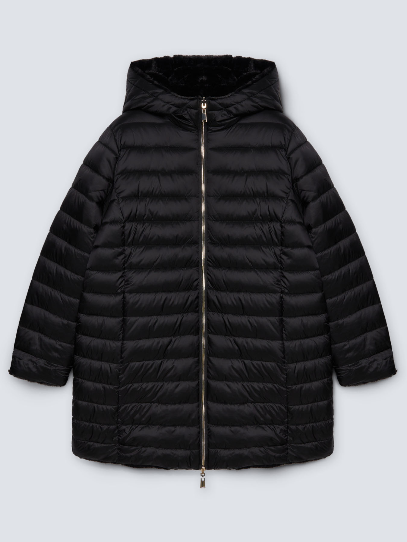 Beidseitig tragbare Daunenjacke aus Nylon und Pl&uuml;sch image number 4