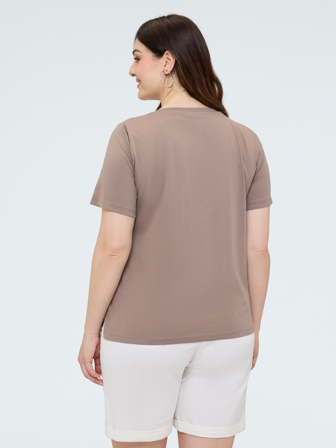 Cotton t-shirt with crochet pocket and sequins image number 1