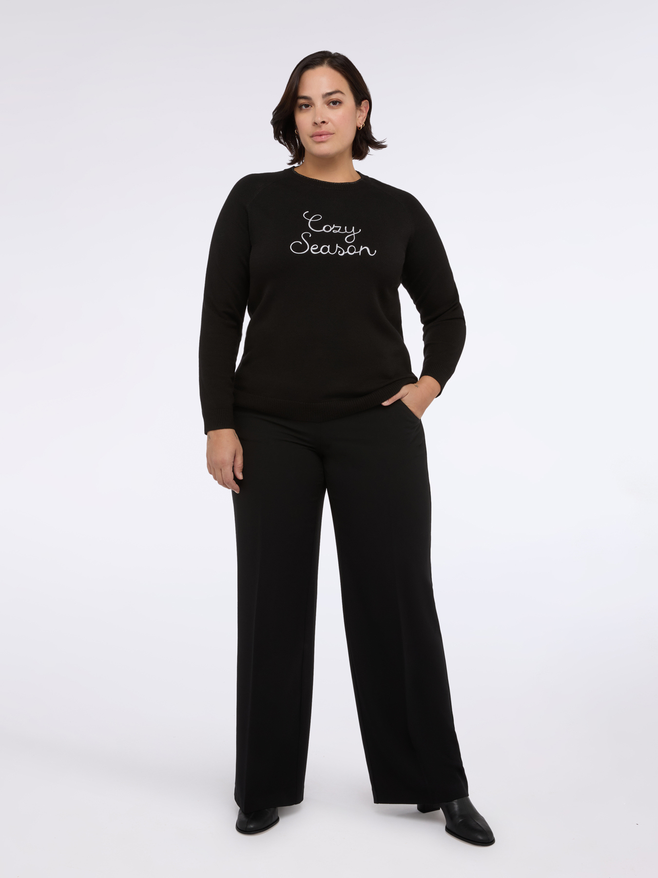 Maglia girocollo con ricamo Cozy Season image number 0