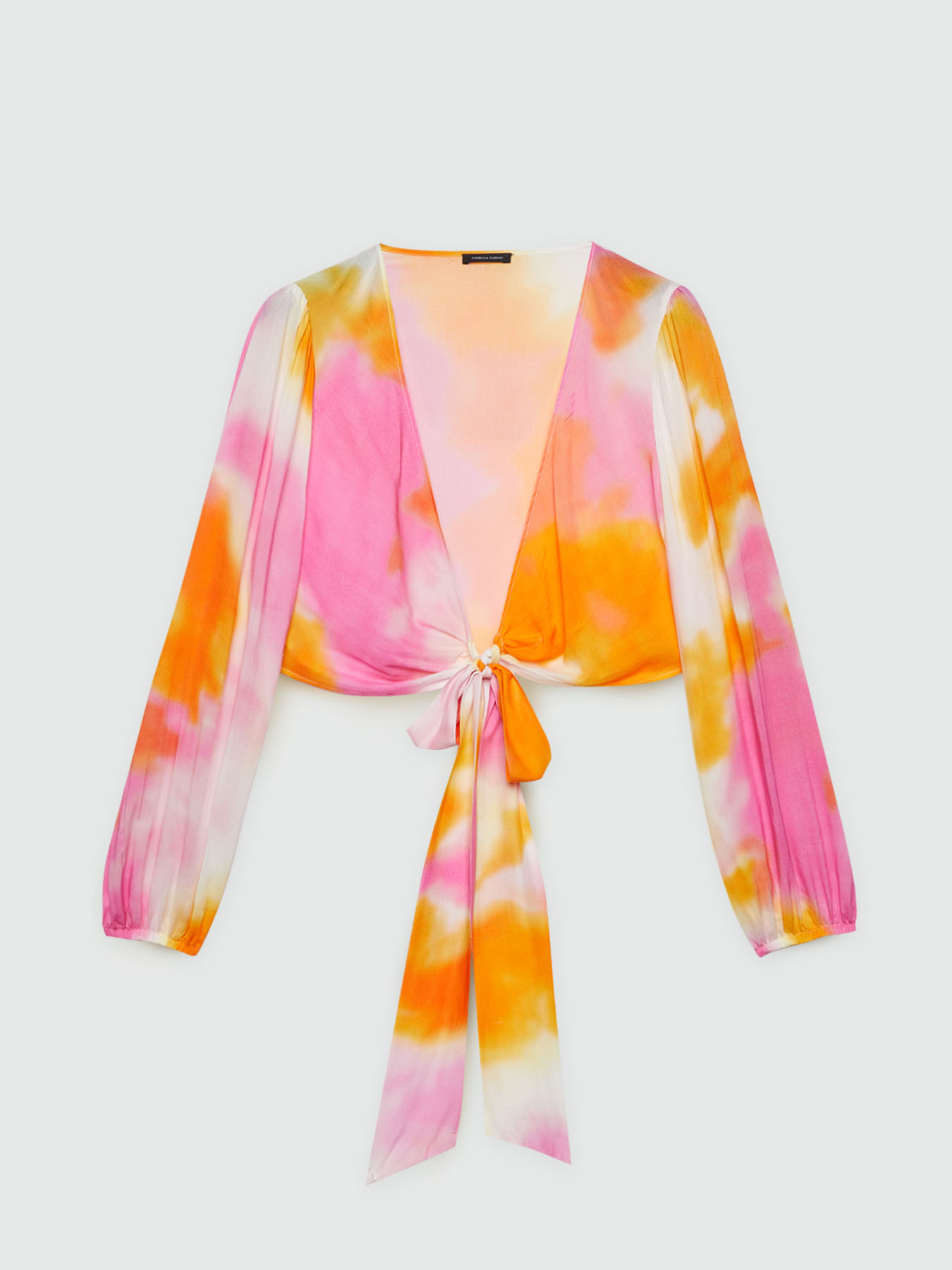 Blusa con nodo stampa tie and dye image number 5