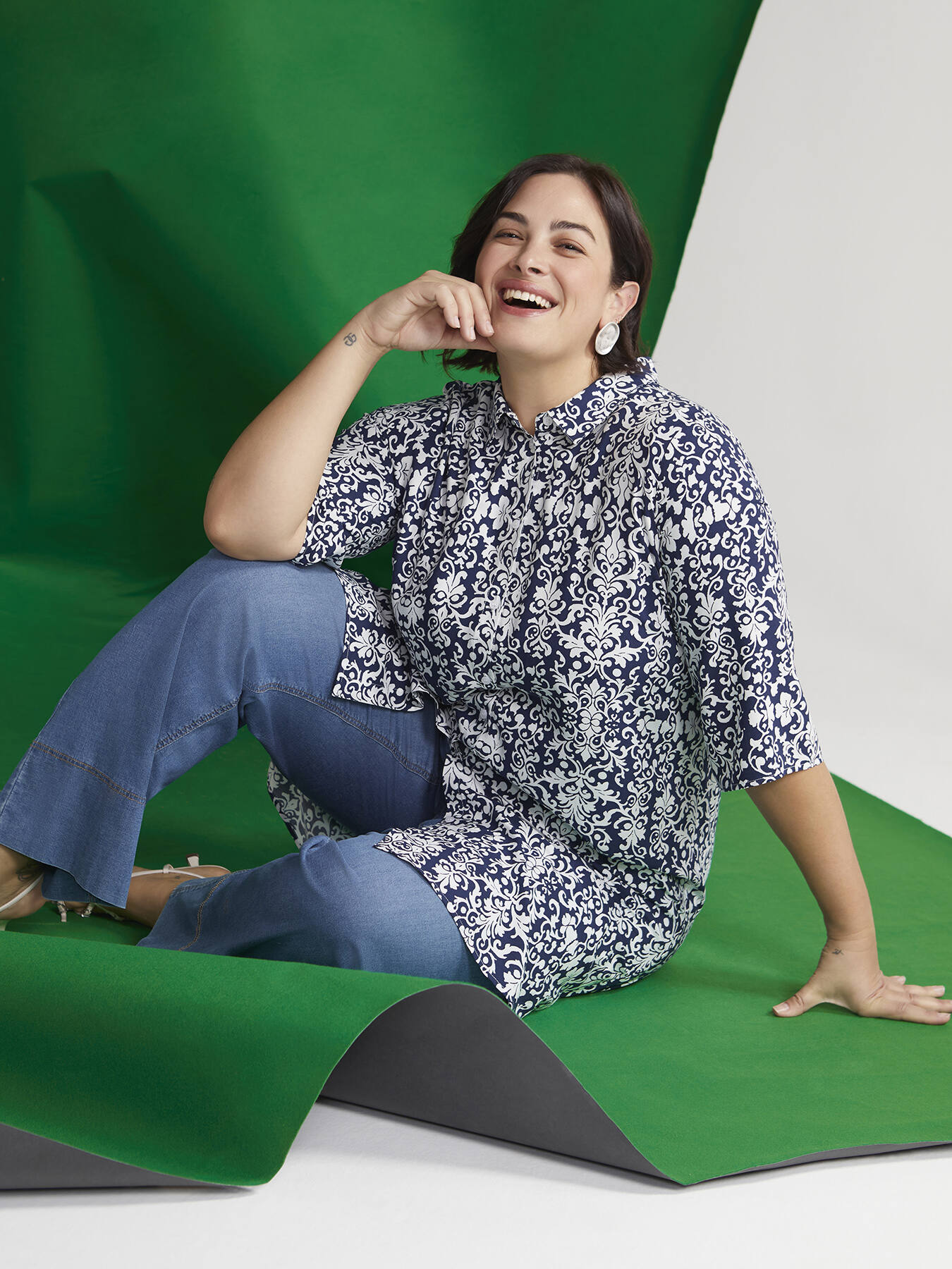 Robe chemise en viscose avec imprim&eacute; image number 0