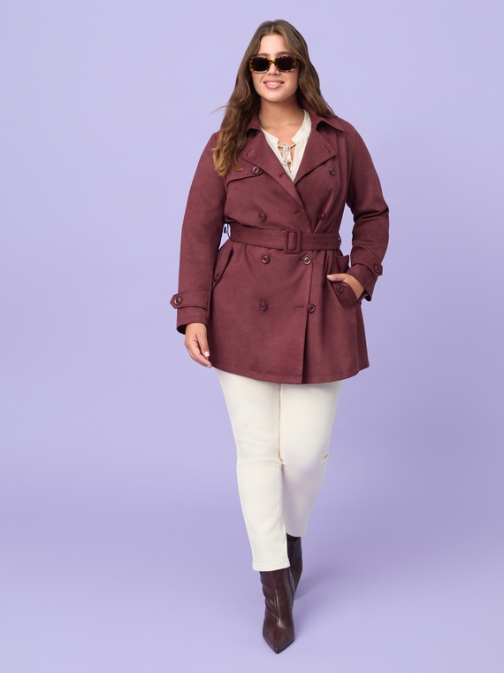 Double-breasted soft touch trench coat