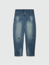 Ballon-Jeans Riss vorn mit Tweed-Stoff image number 4