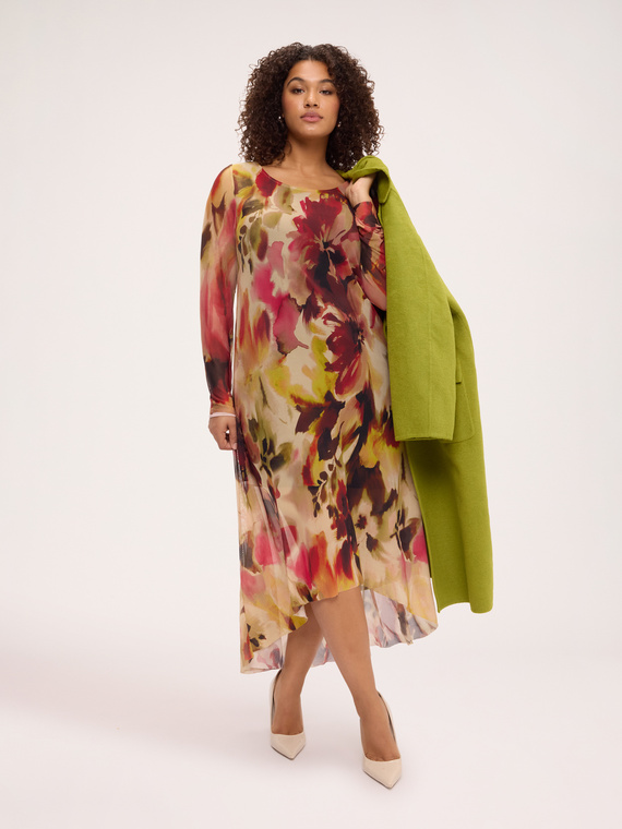 Flared tulle dress with print