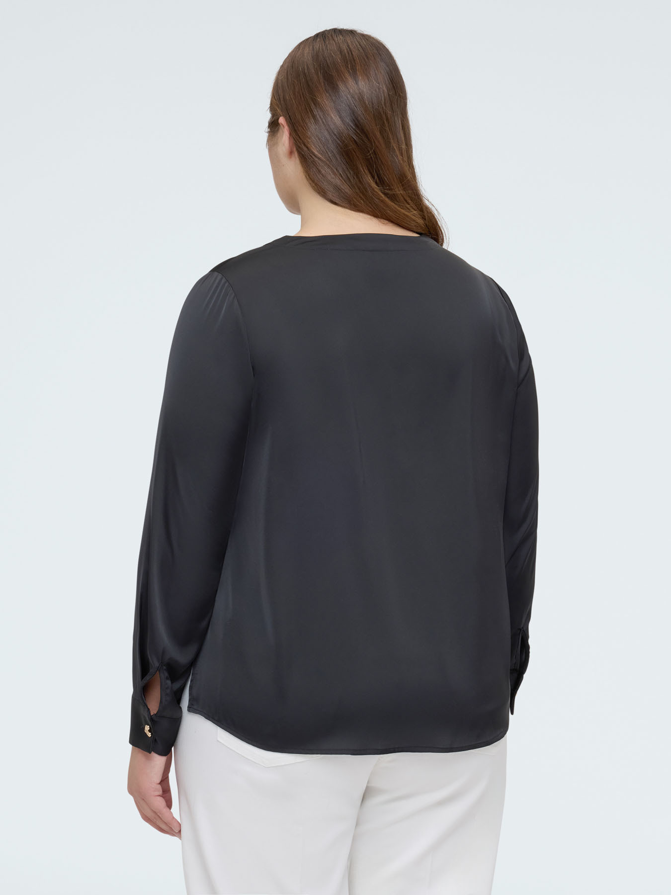 Satin blouse with heart-shaped buttons image number 1