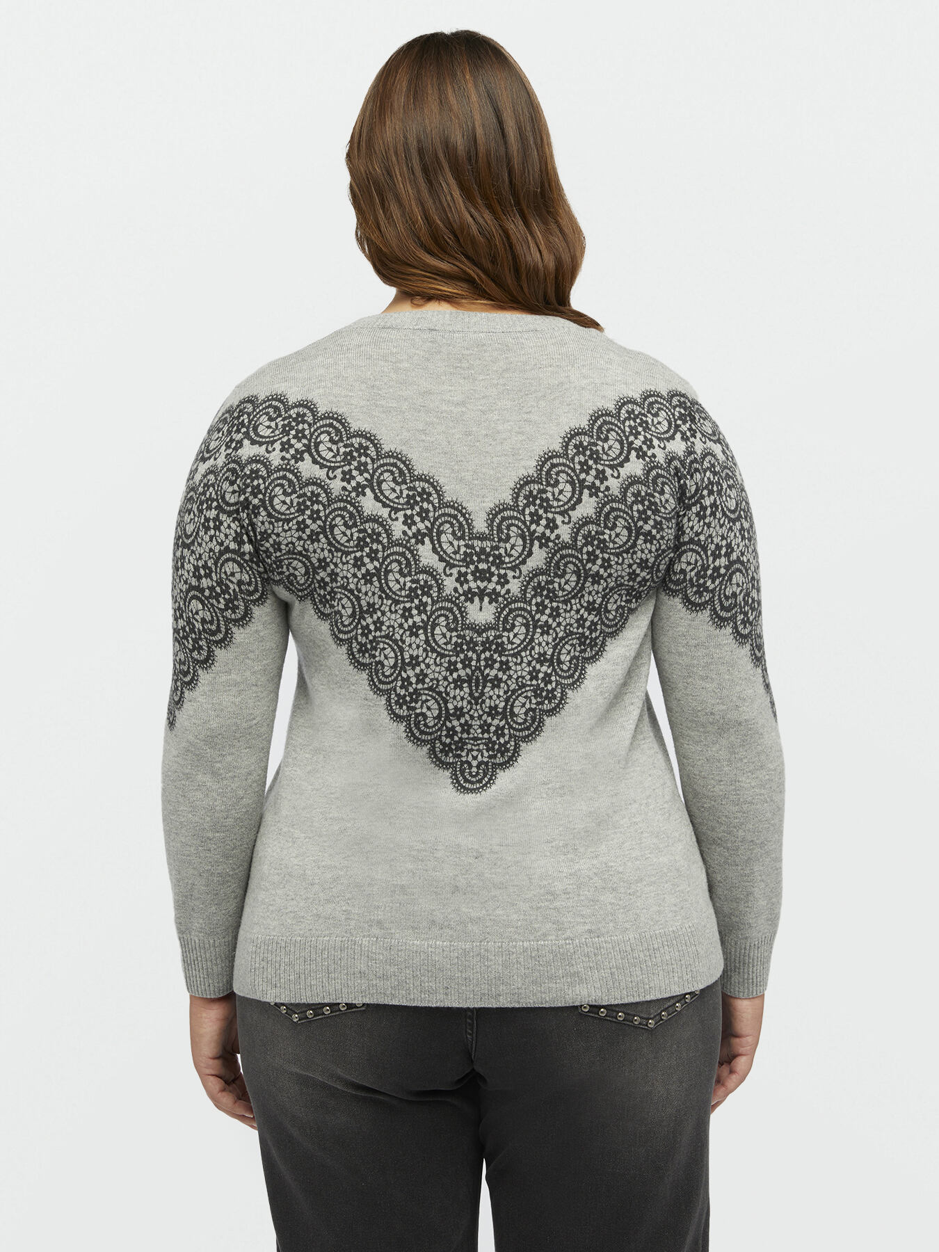 Pullover mit Spitzendruck image number 1