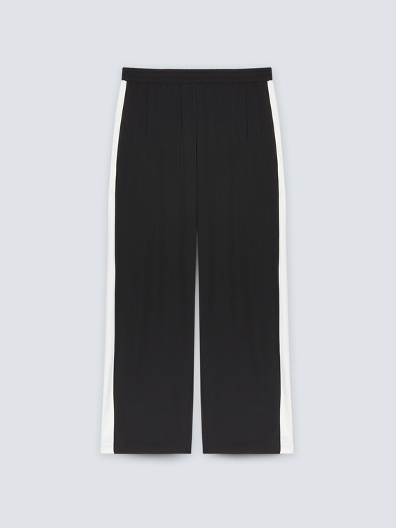Wide leg trousers with side band