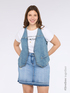 Denim vest with luminous appliqu&eacute;s image number 1