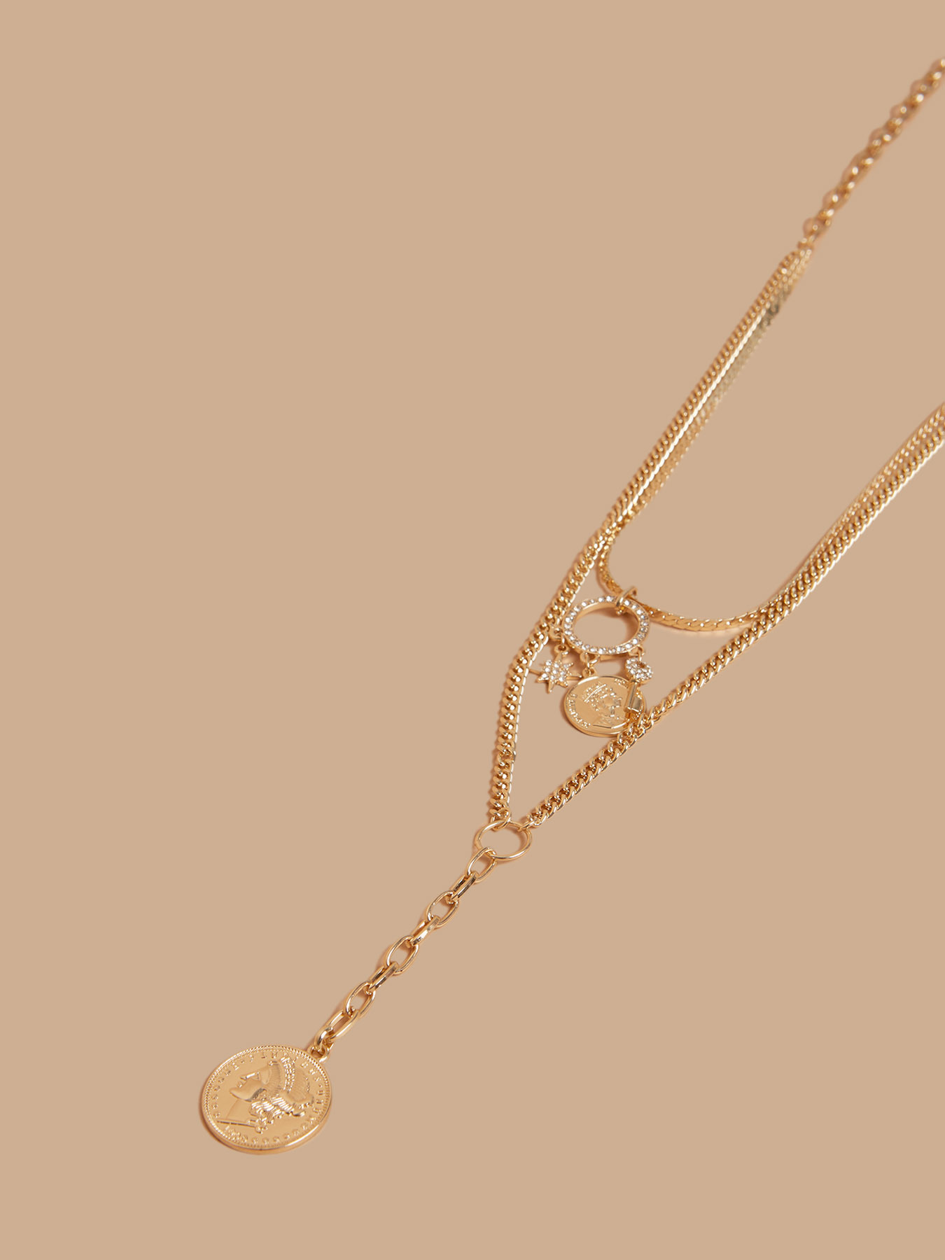 Collana multifilo con ciondoli e moneta image number 1