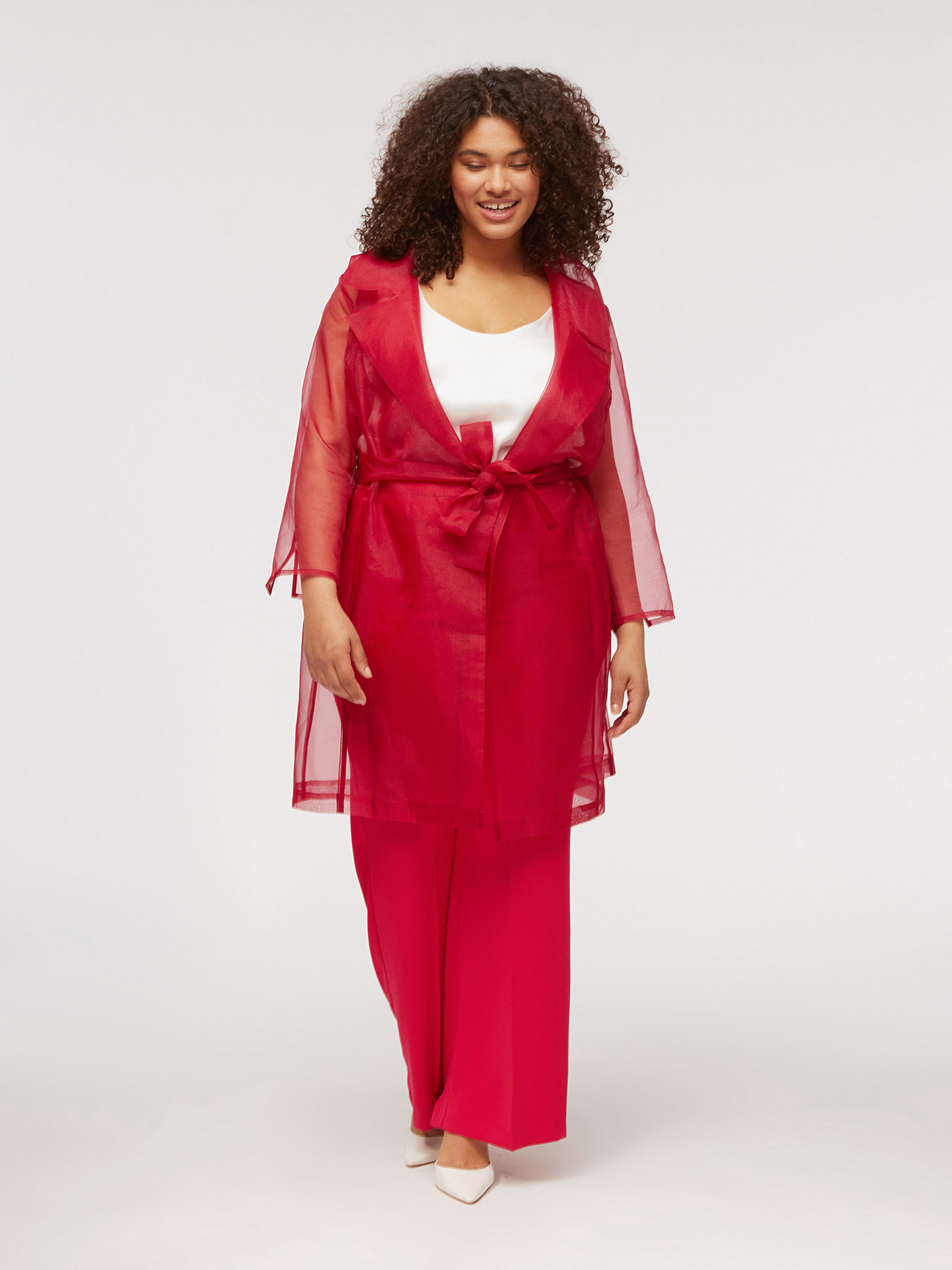 Chaqueta de organza con cintur&oacute;n image number 0