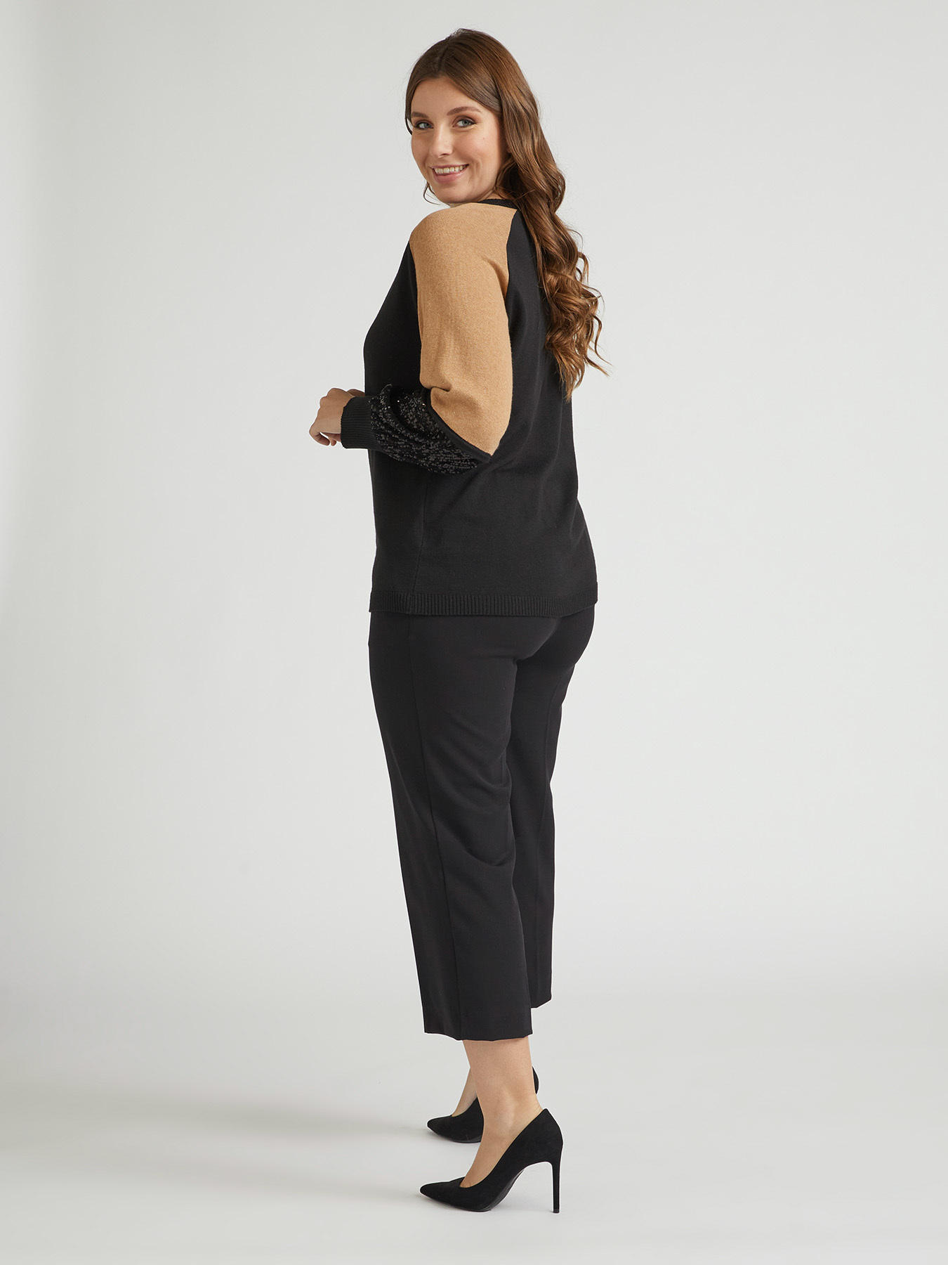 Pantaloni cropped tinta unita image number 1