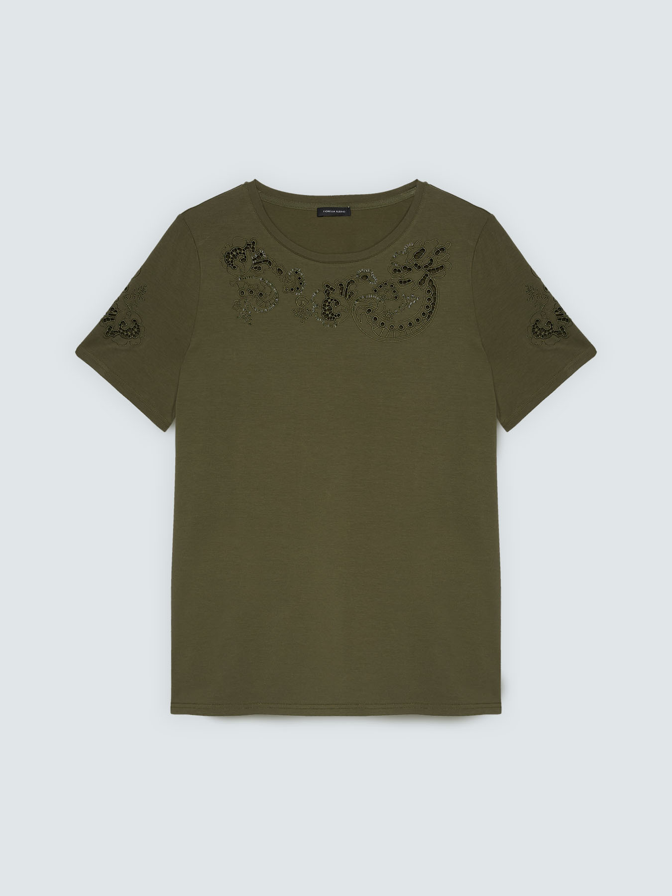 T-Shirt aus Baumwolle mit Spitze und Nieten image number 4