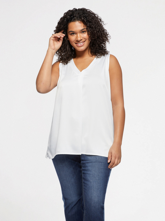 Fiorella Rubino - Top con piega davanti Donna, Bianco Taglia: S (48-50 IT)