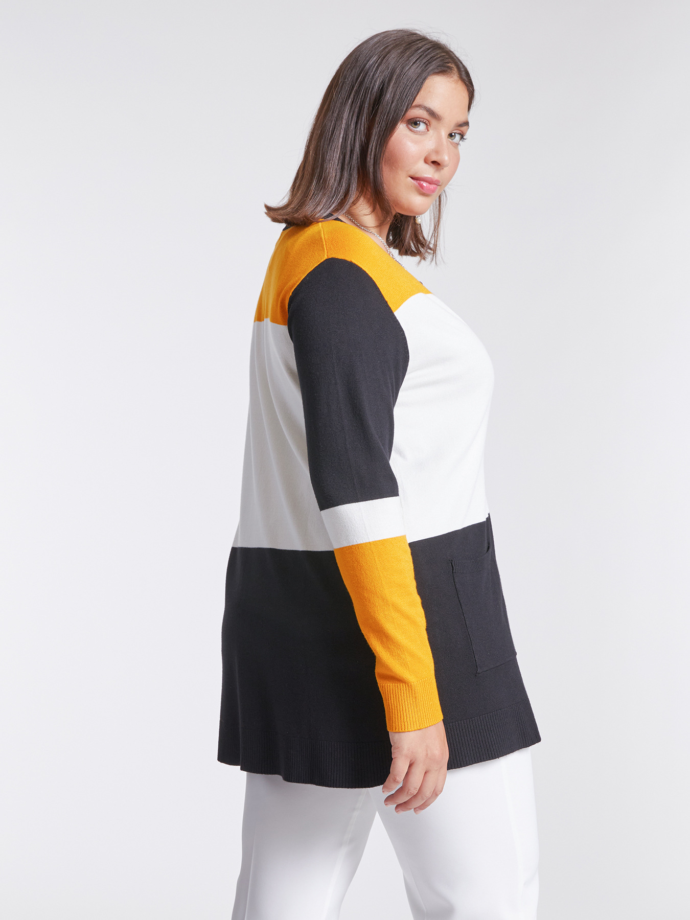 Long colour block cardigan image number 1
