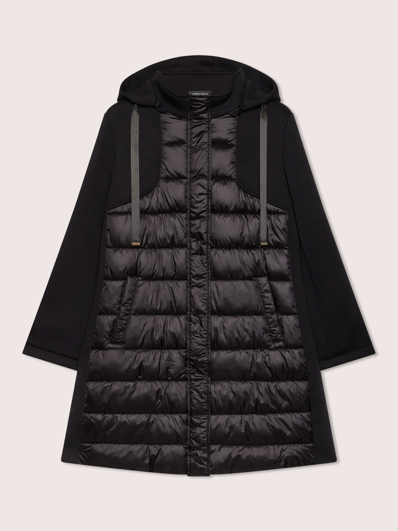 Bi-material down jacket with hood image number 5
