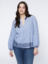 Striped blouse with ethnic embroidery image number 0