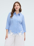 Striped cotton shirt with macram&eacute; detail image number 1