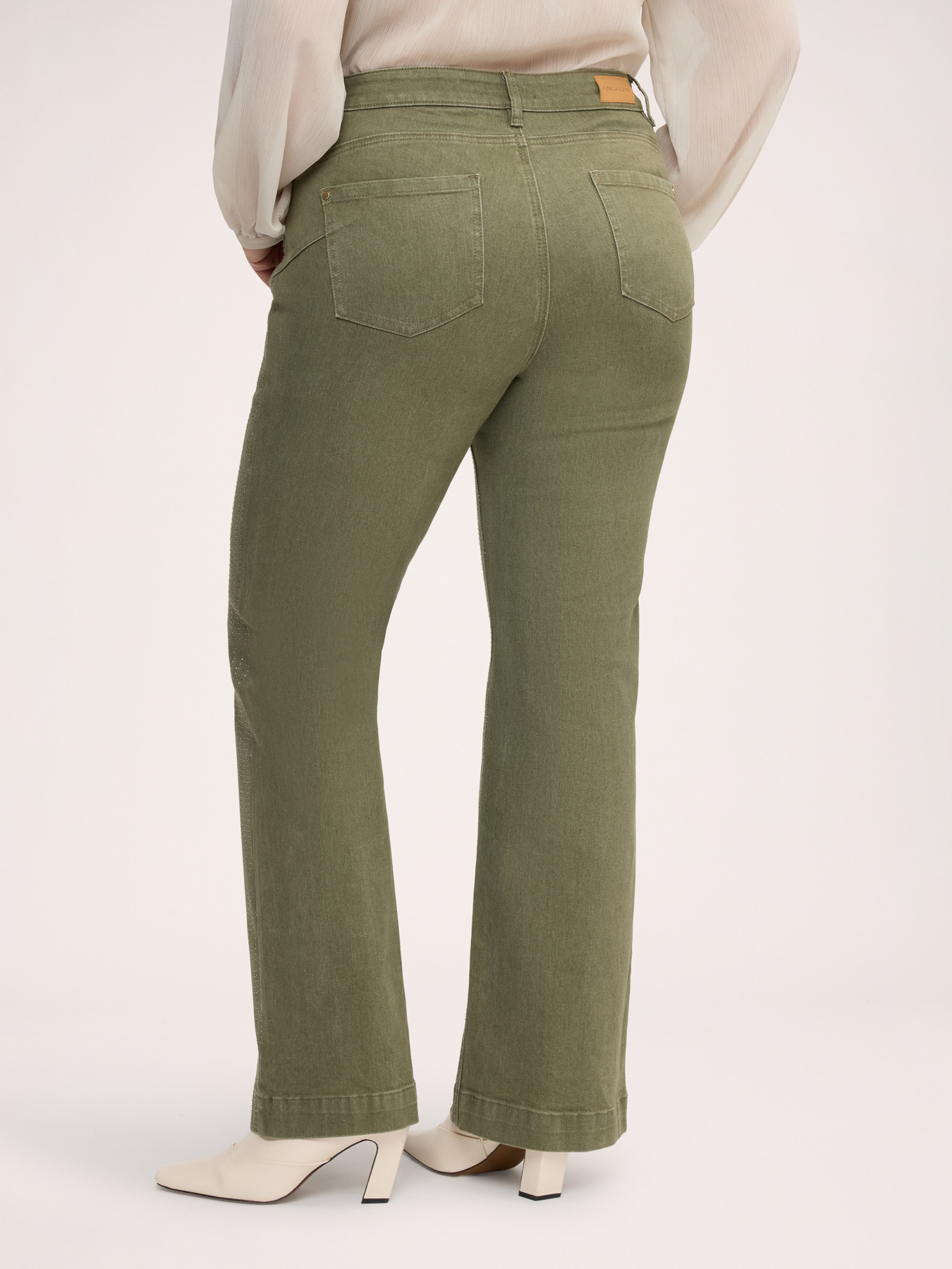 Flare denim trousers with appliqu&eacute;s image number 1