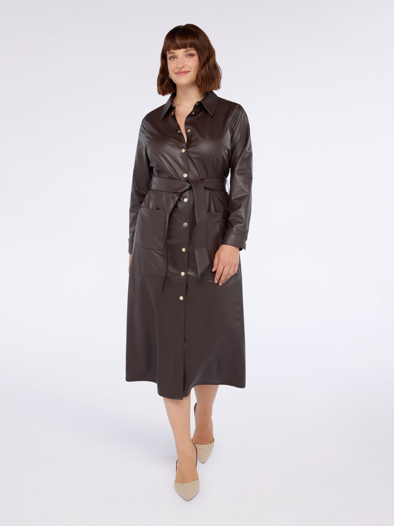 Long shirtdress with belt image number 1
