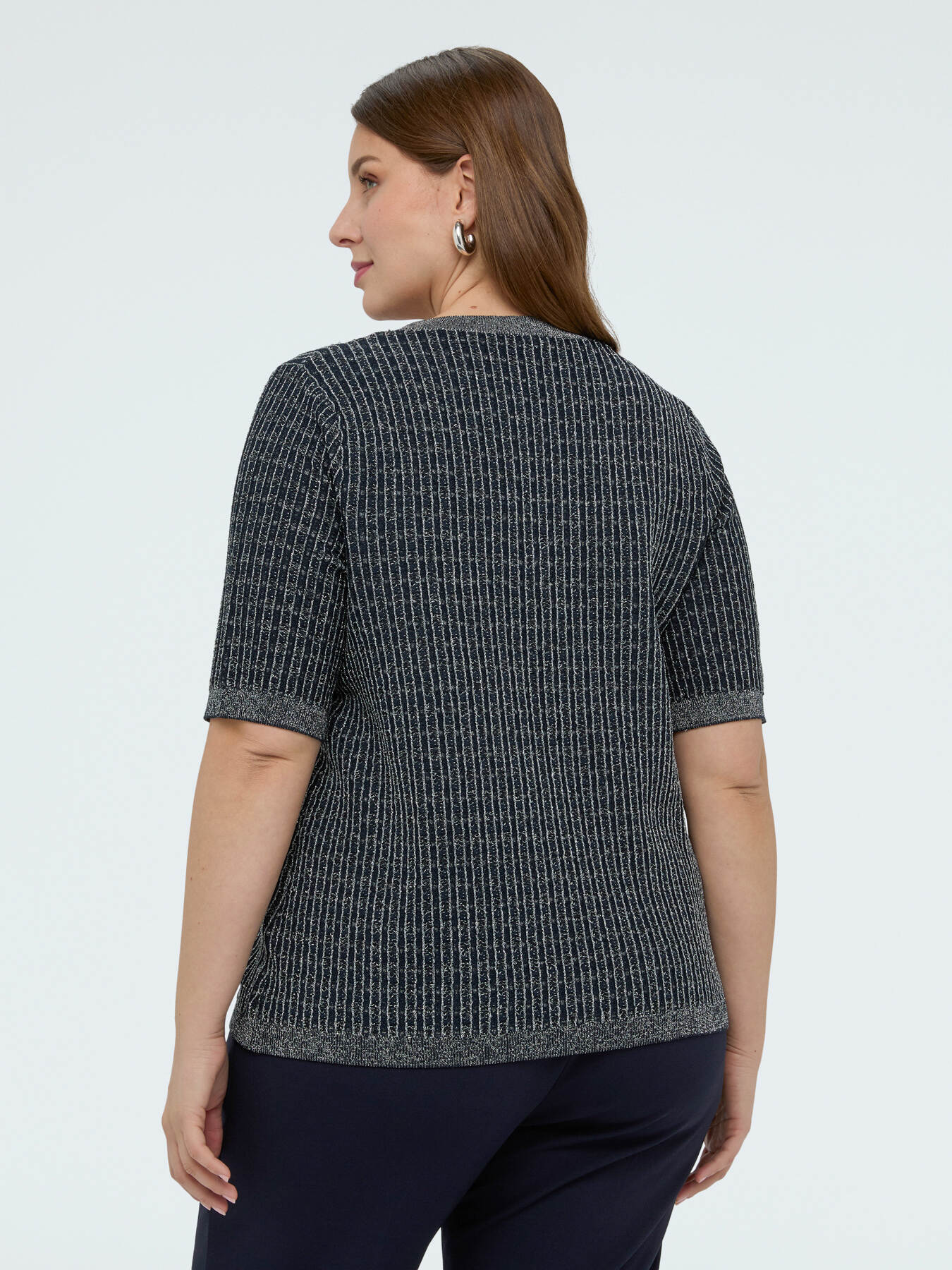 Short sleeve sweater with checkered pattern image number 1