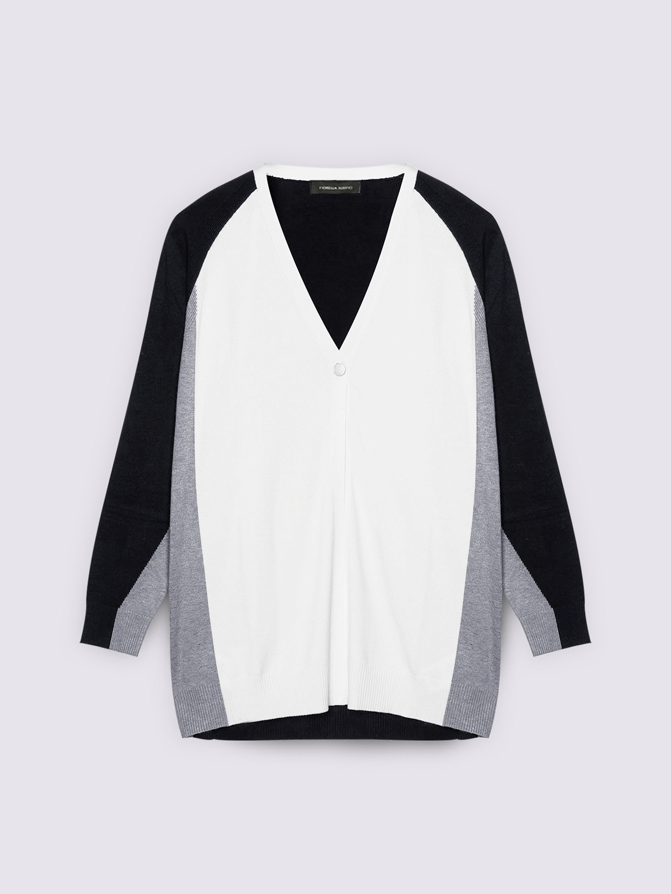 Cardigan color block in misto viscosa image number 4