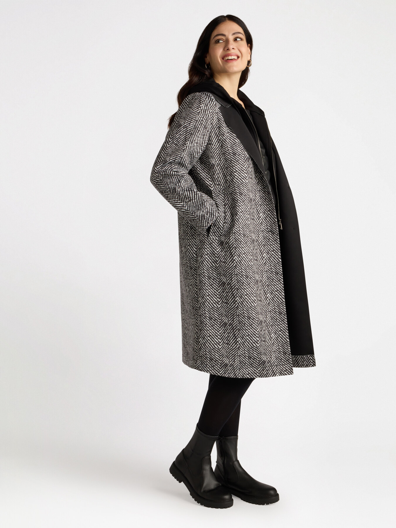 Mantel aus Scuba mit Kapuze image number 0