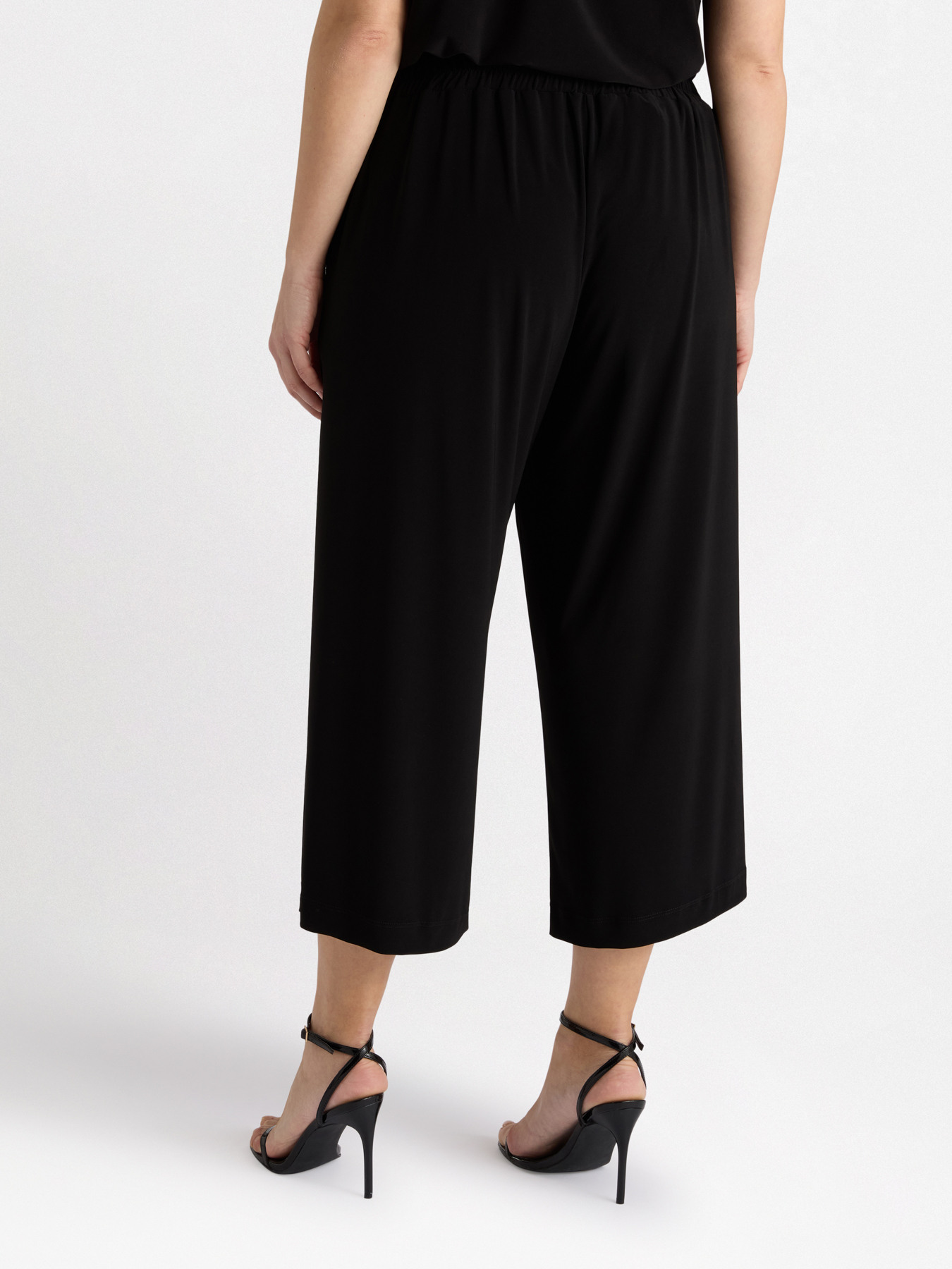 Cropped jersey wide trousers image number 1