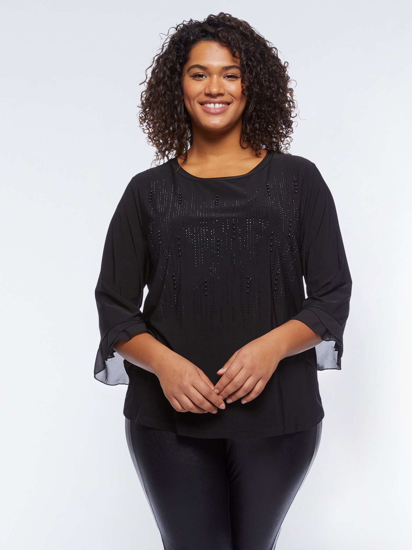 T-shirt with rhinestones on the front image number 0