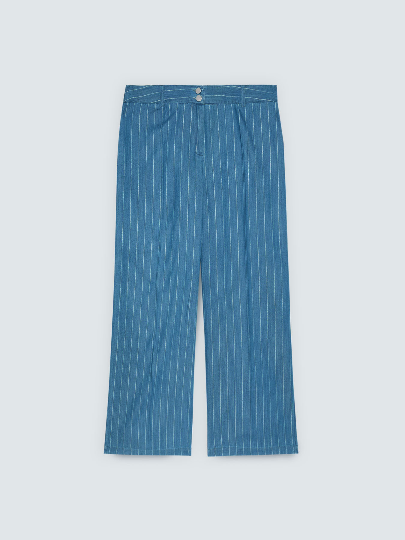 Wide Leg Trousers in Tencel with Lurex Pinstripes image number 4