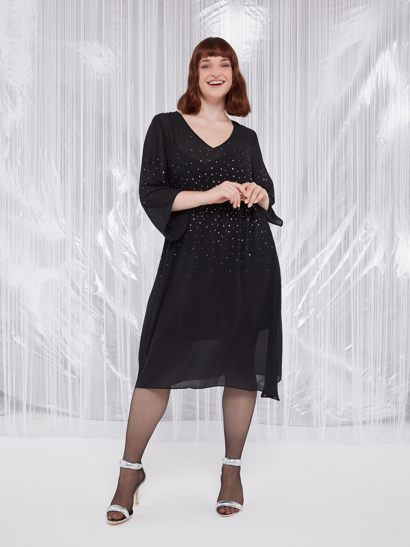 Vestito midi con punti luce image number 2