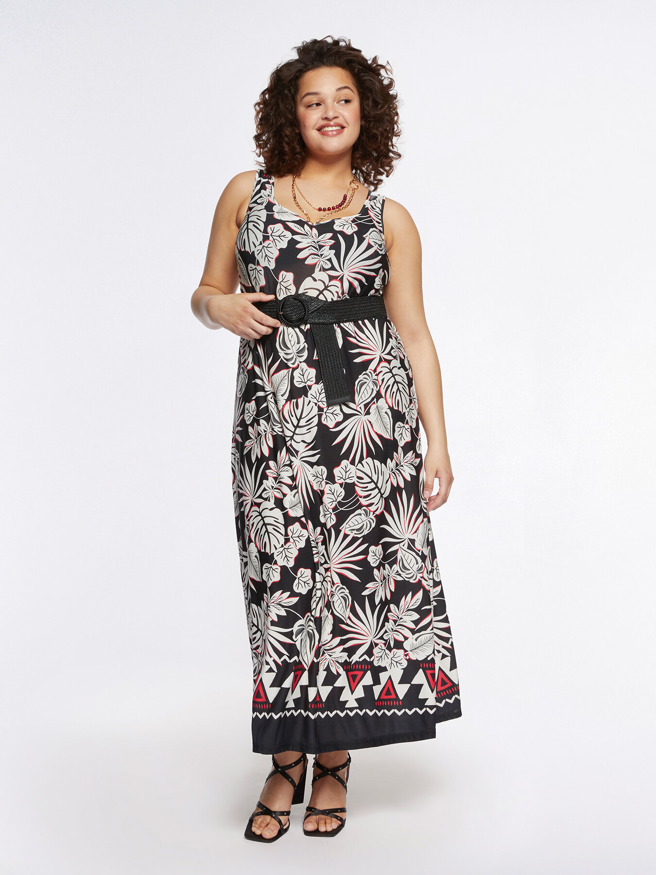 Long printed beach cover-up dress image number 0