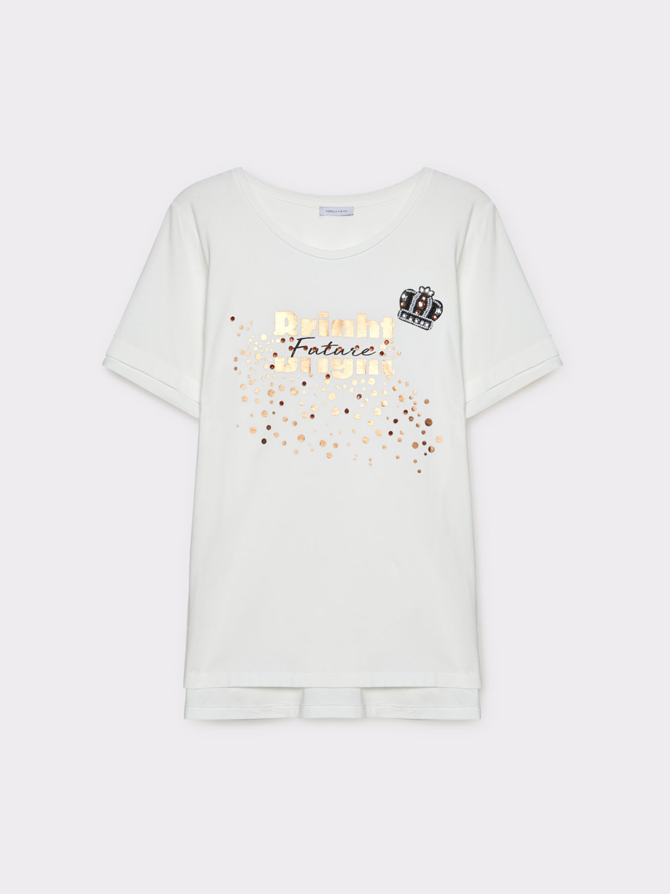 T-shirt con scritta e ricamo image number 3