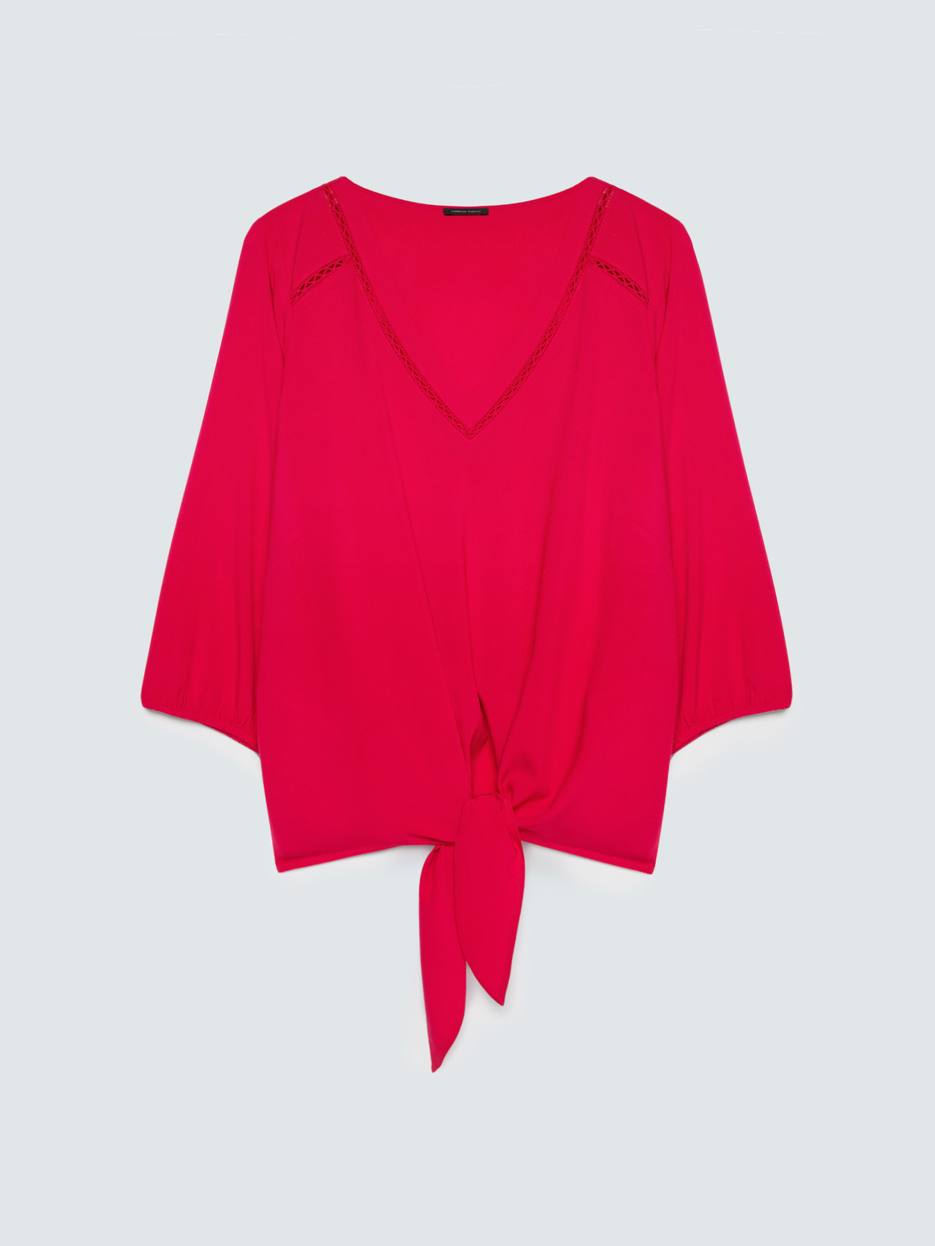 Bluse aus Viskose mit Knoten am Saum image number 0